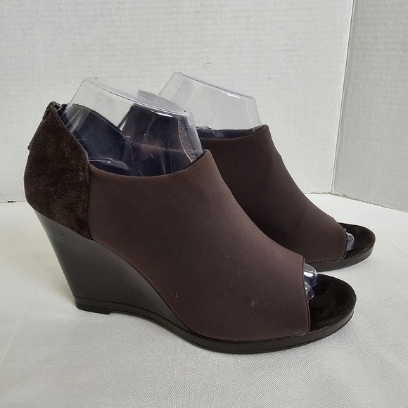 Donald J Pliner Shoe Hanna Open Toe Wedge Ankle Bootie Zip 3.5" Heel Size 7.5M - Picture 2 of 11